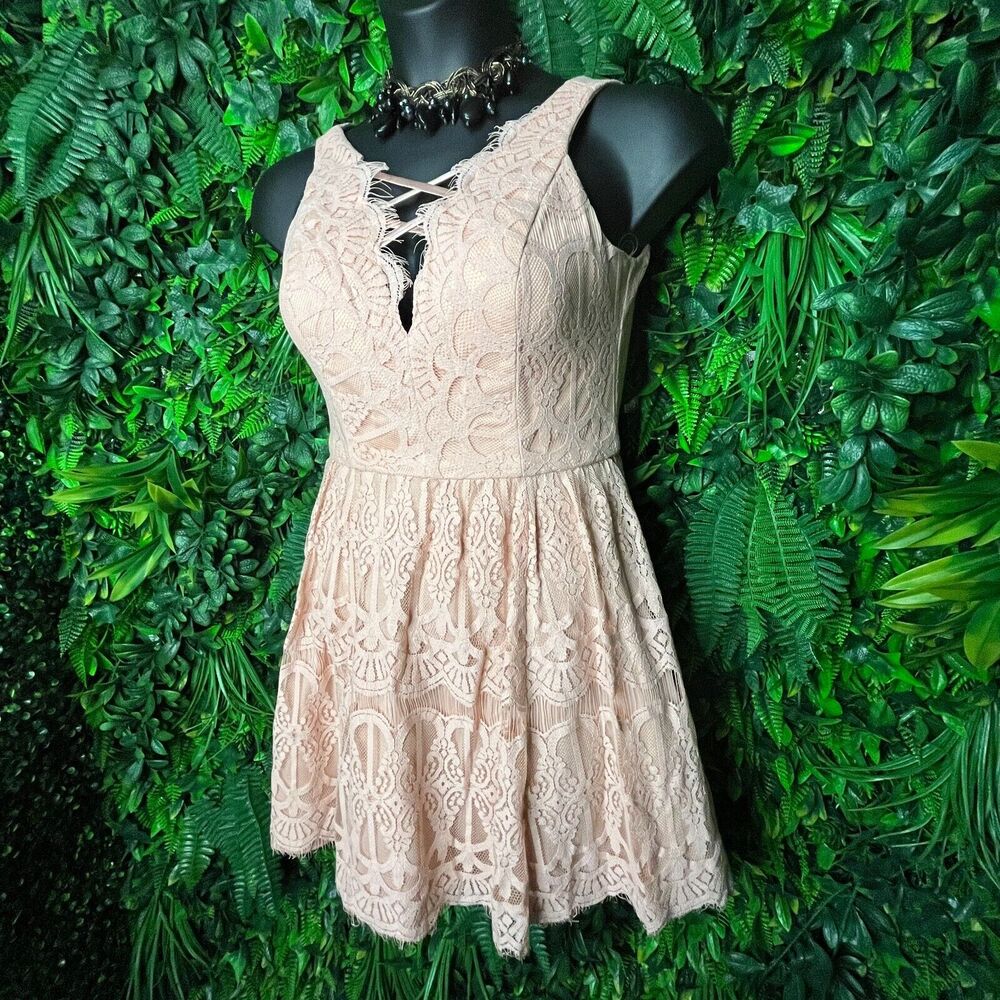 DEAR MOON Women Dress 7 Peach Orange Formal‎ Short V Neck Prom Party  0451